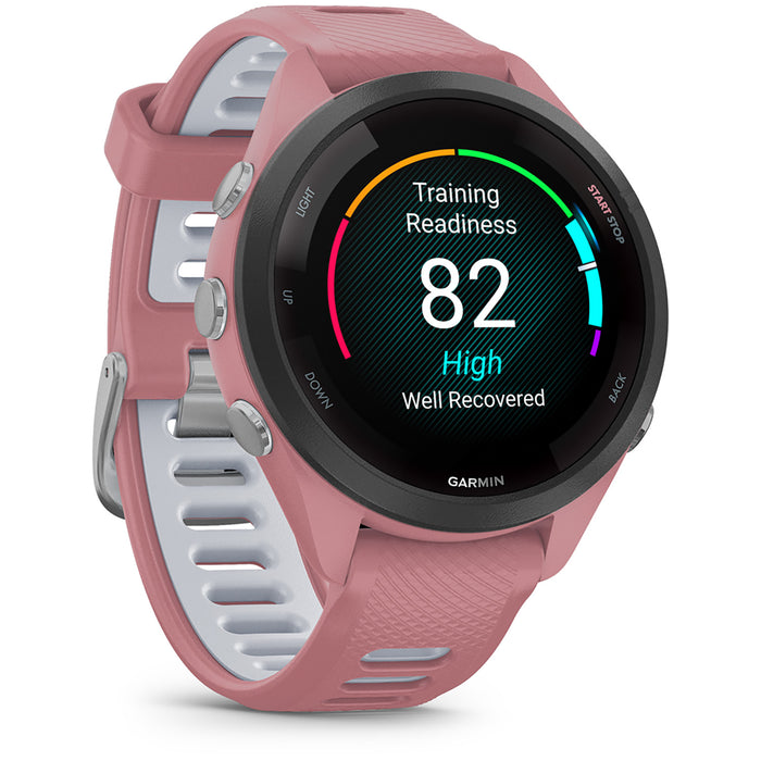 Garmin Forerunner 265S Smartwatch Black/Light Pink with Light Pink/Whitestone Silicone Band