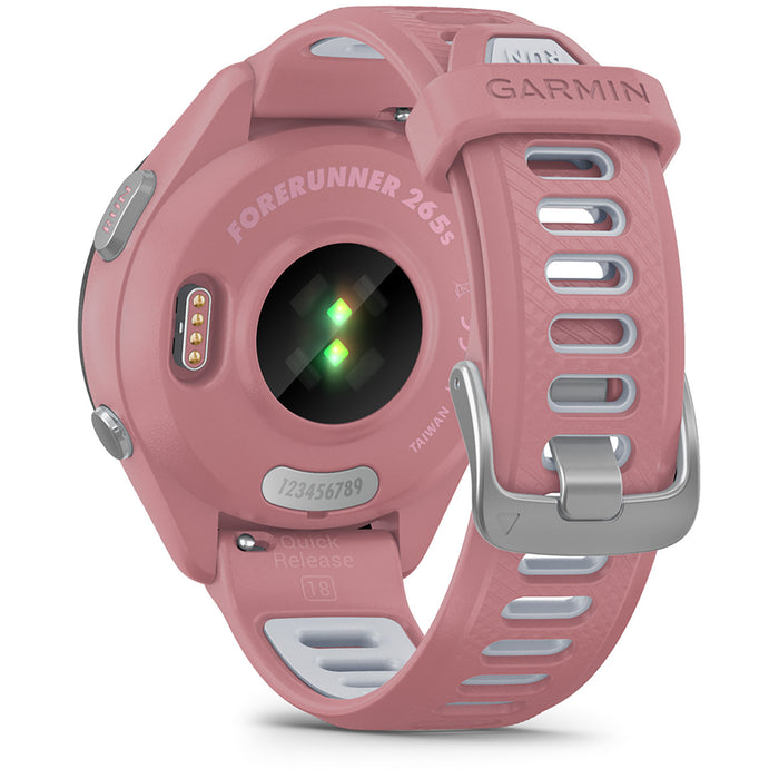 Garmin Forerunner 265S Smartwatch Black/Light Pink with Light Pink/Whitestone Silicone Band