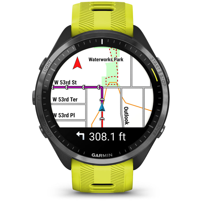 Garmin Forerunner 965 Smartwatch Carbon Gray DLC Titanium/Black with Amp Yellow/Black Silicone Band