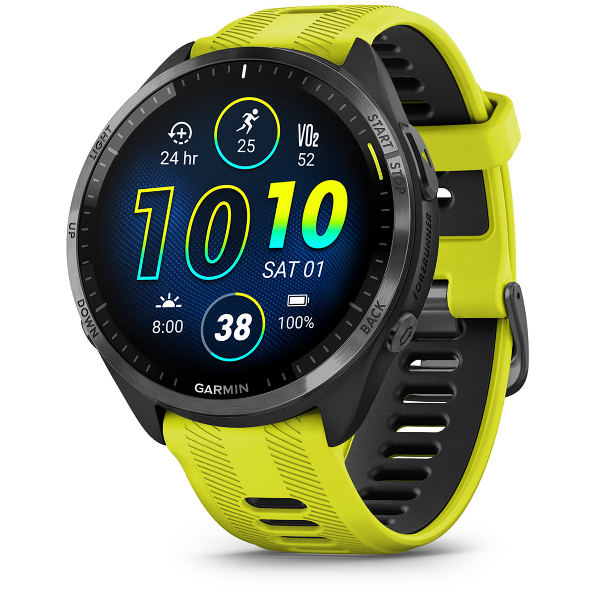 Garmin Forerunner 965 Smartwatch Carbon Gray DLC Titanium/Black with Amp Yellow/Black Silicone Band