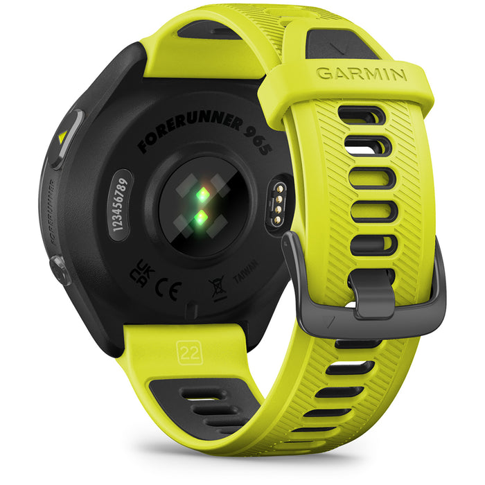Garmin Forerunner 965 Smartwatch Carbon Gray DLC Titanium/Black with Amp Yellow/Black Silicone Band