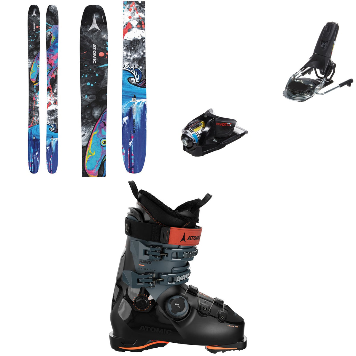 Atomic Bent 110 Skis + Look Pivot 14 GW Ski Bindings + Atomic Hawx Prime 110 BOA GW Ski Boots 2025