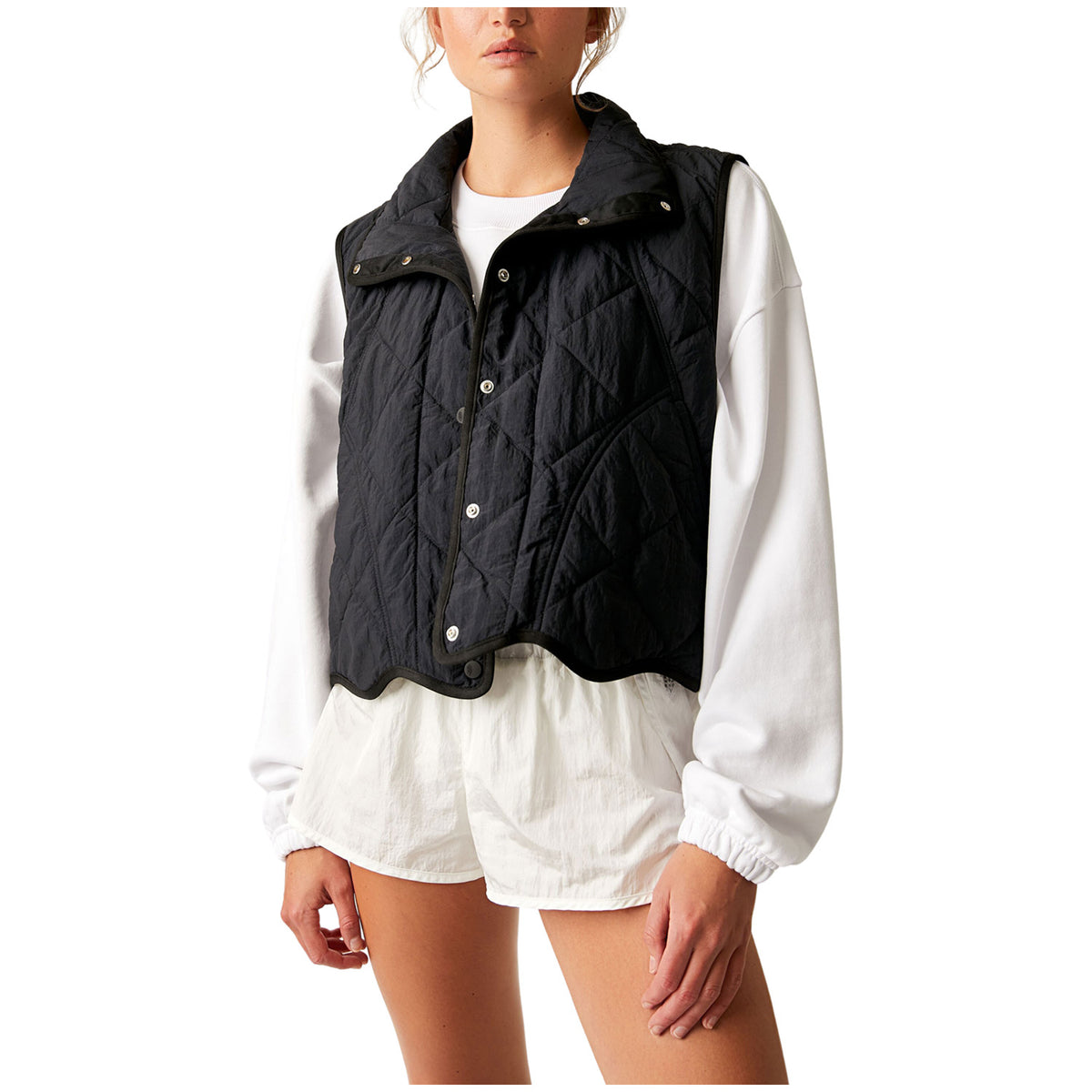 Free People Quinn Quilted Puffer Vest - Women's Black
