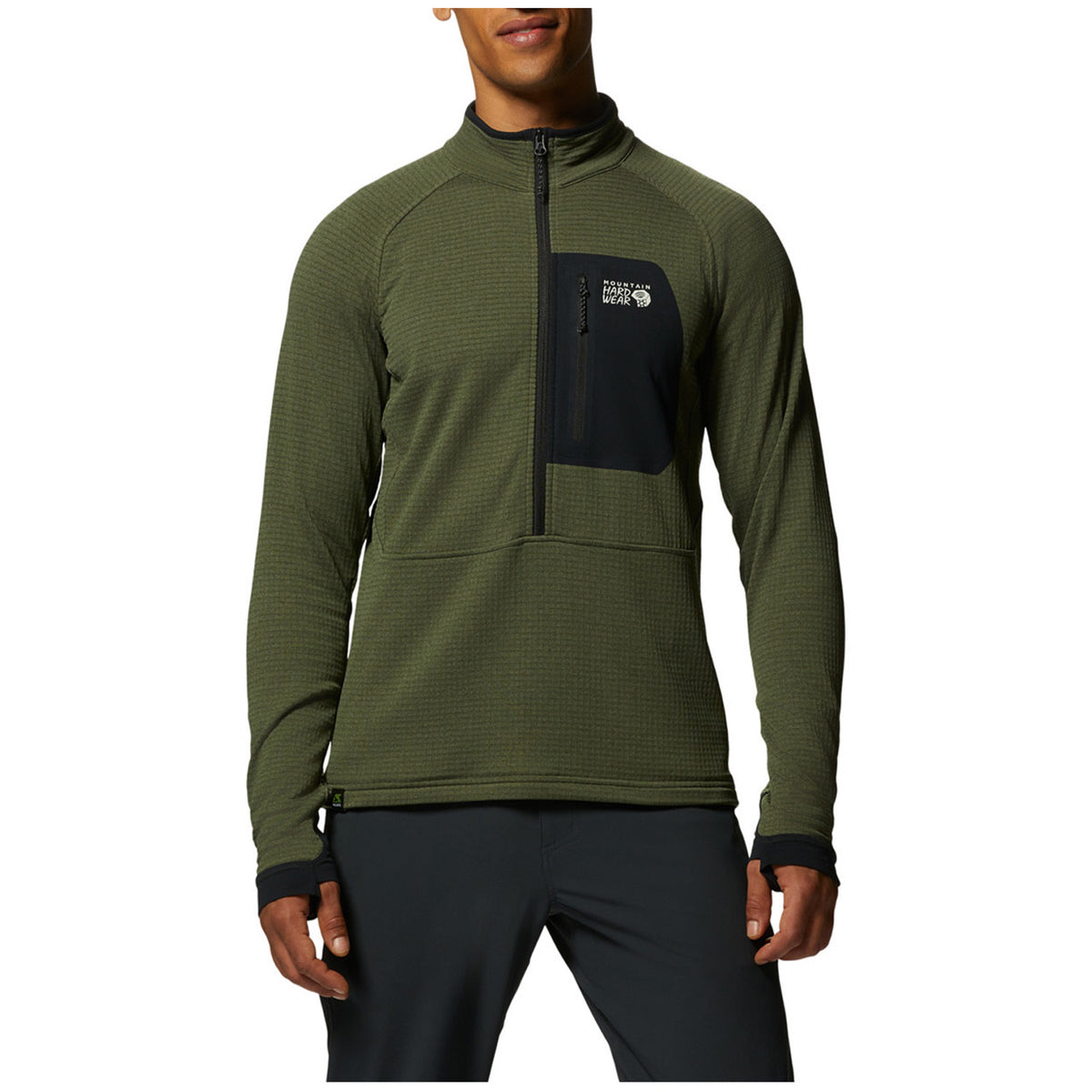 Mountain Hardwear Polartec® Power Grid™ Half Zip Jacket - Men's Surplus Green Heather