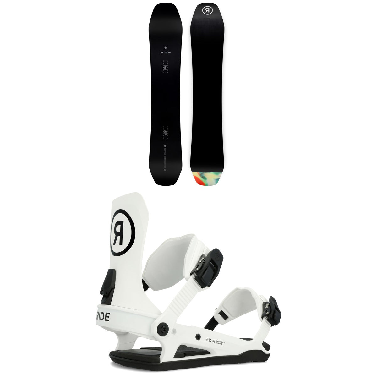 Ride Deep Fake Snowboard + C-9 Snowboard Bindings 2024