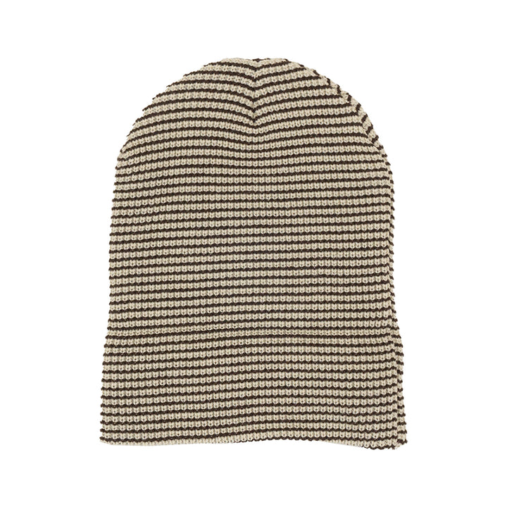 evo NST X Autumn Stripe Beanie Natural Chocolate Brown