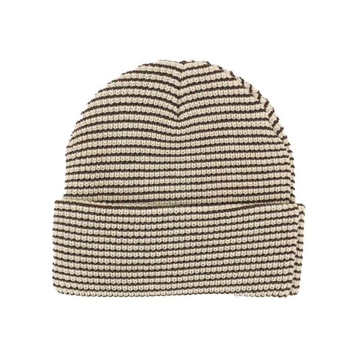 evo NST X Autumn Stripe Beanie Natural Chocolate Brown