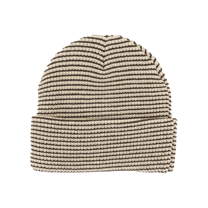 evo NST X Autumn Stripe Beanie Natural Chocolate Brown