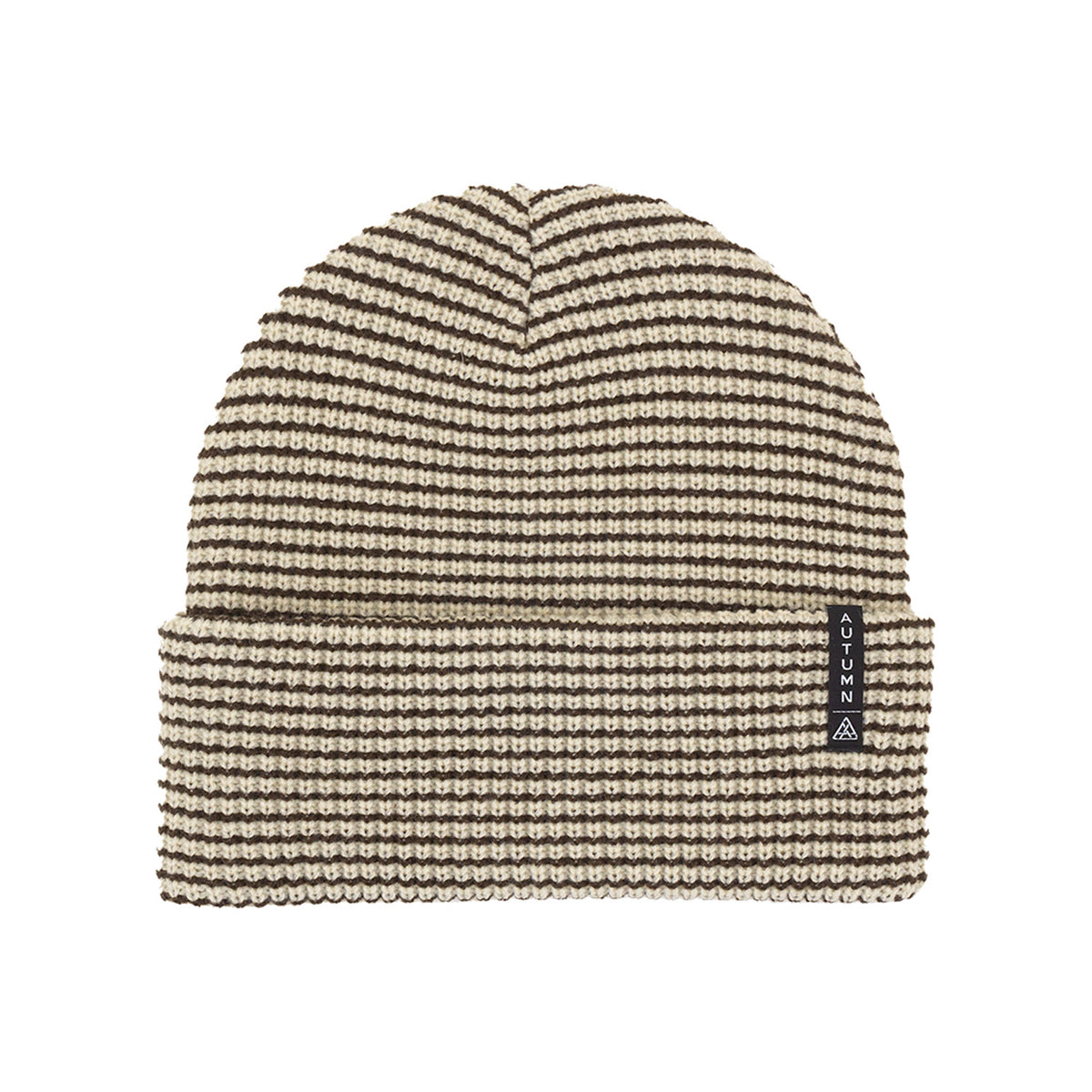 evo NST X Autumn Stripe Beanie Natural Chocolate Brown