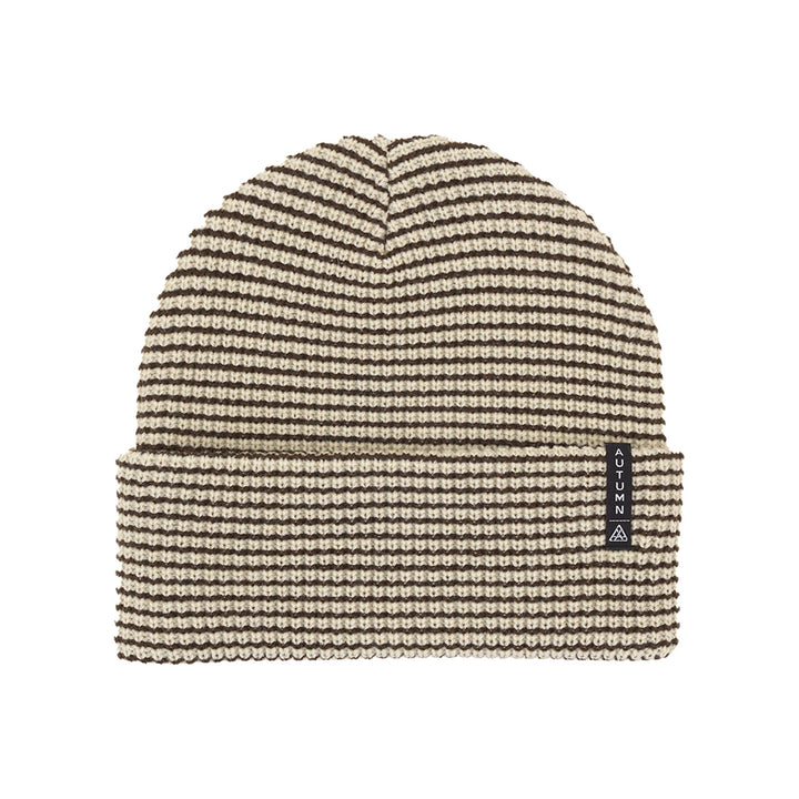 evo NST X Autumn Stripe Beanie Natural Chocolate Brown