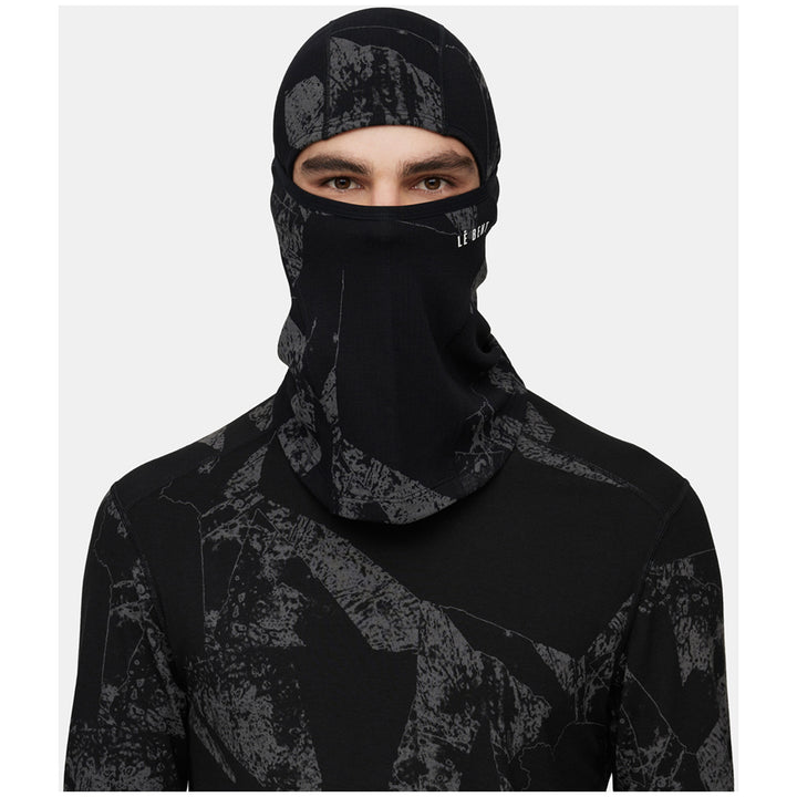 Le Bent Fractal Waffle Midweight Balaclava Black