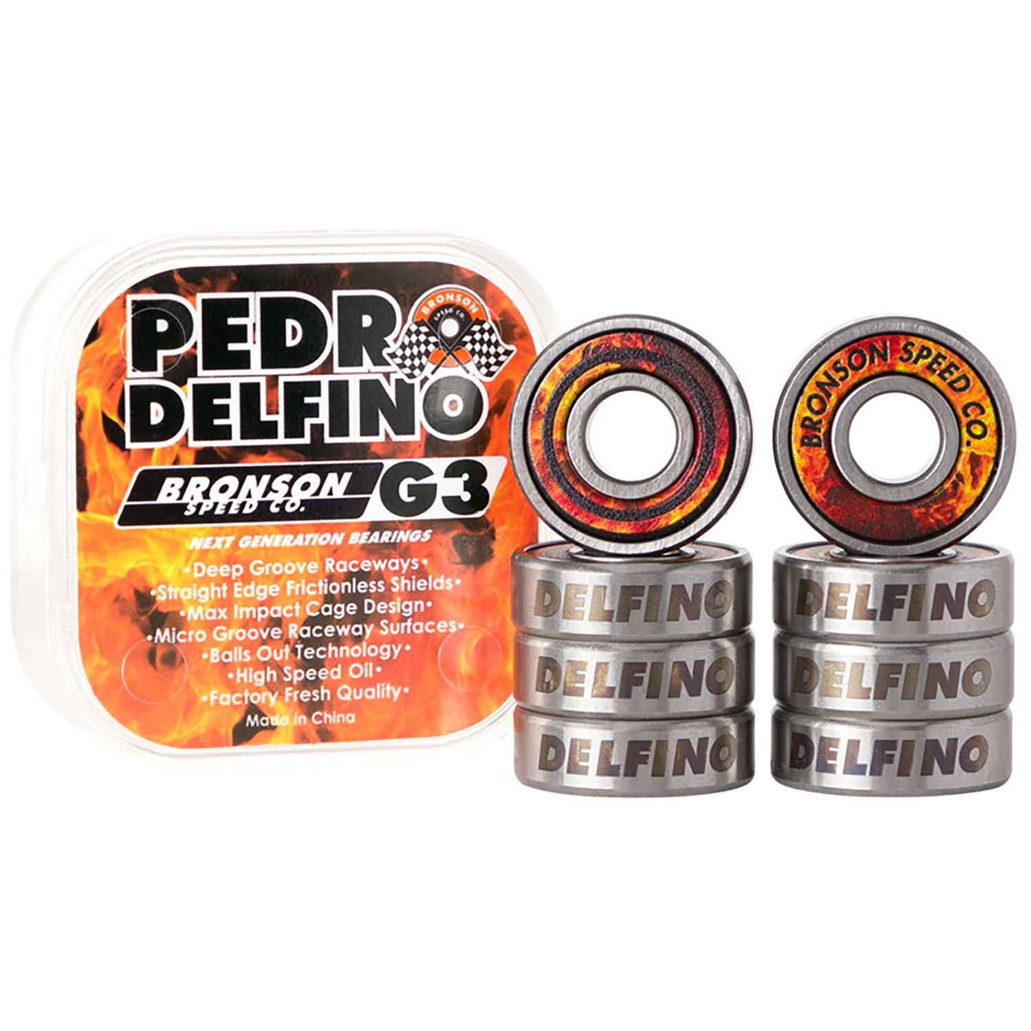 Pedro Delfino G3 ベアリング 4個入り Bronson Speed Co. G3 Pedro Delfino Pro Skateboard Bearings – evo