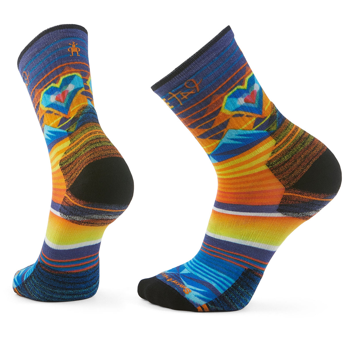 Smartwool Hike Targeted Cushion Open Hearts Print Crew Socks - Men's Multi Color