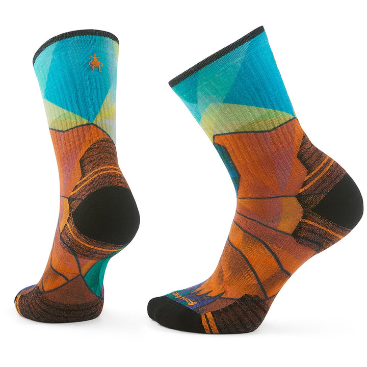 Smartwool Hike Targeted Cushion Mountain Prism Print Crew Socks - Women's Orange Rust
