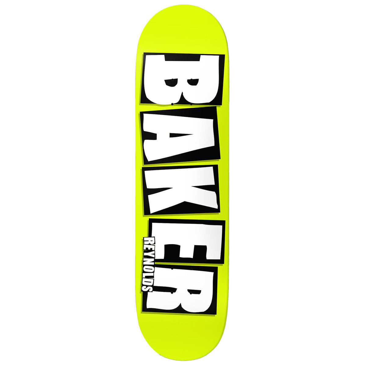 Baker Reynolds Brand Name Neon Yellow 8.38 Skateboard Deck
