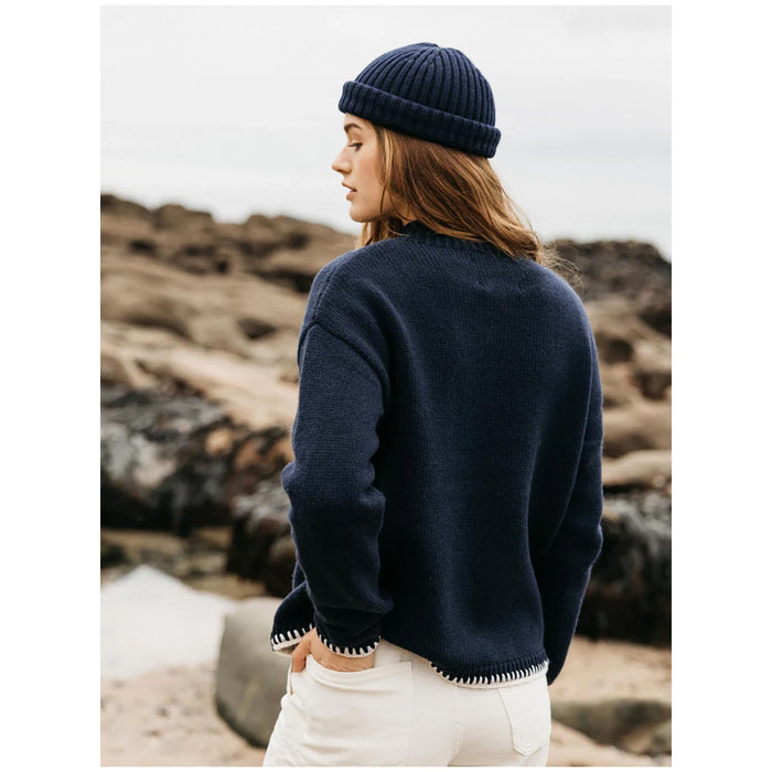 Finisterre Blanket Stitch Taran Sweater - Women's Navy