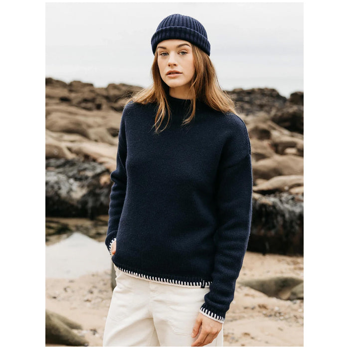 Finisterre Blanket Stitch Taran Sweater - Women's Navy