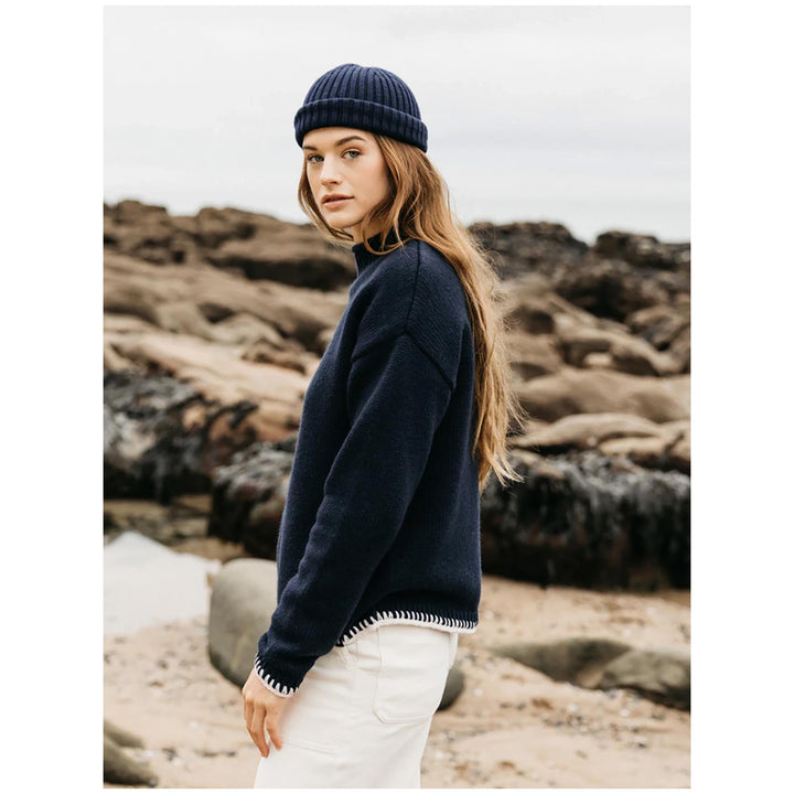Finisterre Blanket Stitch Taran Sweater - Women's Navy