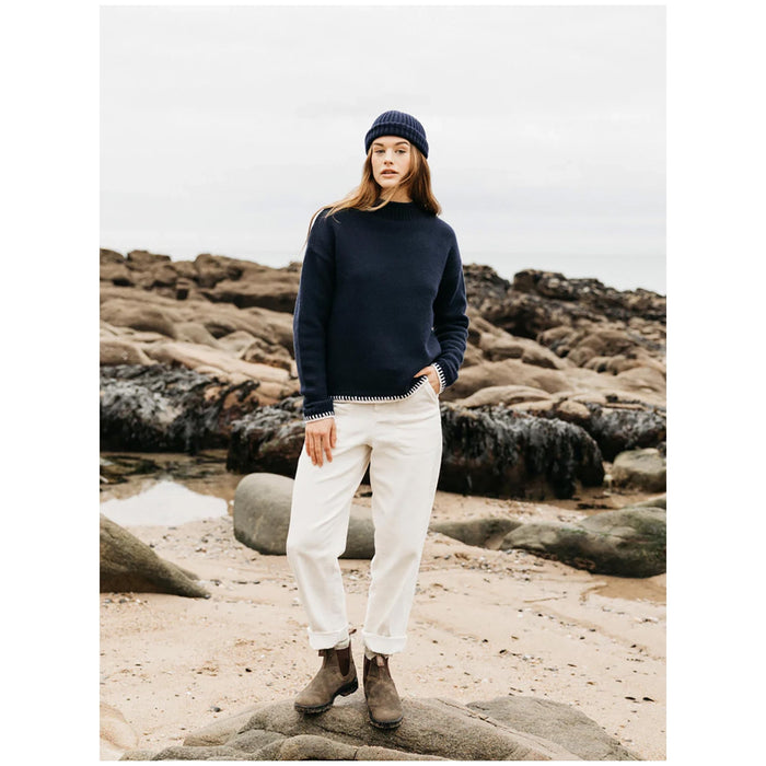 Finisterre Blanket Stitch Taran Sweater - Women's Navy