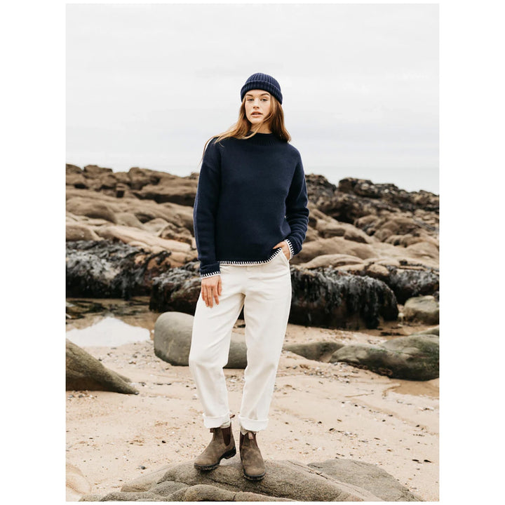 Finisterre Blanket Stitch Taran Sweater - Women's Navy