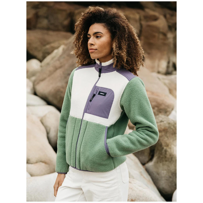 Finisterre Bolster Fleece Full Zip - Women's Wild Sage/Ecru/Violet Sky