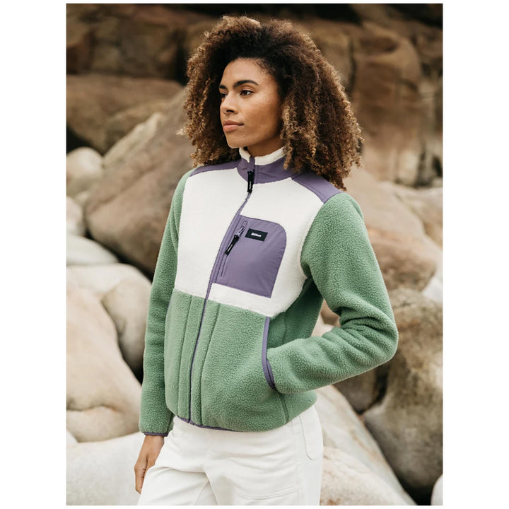 Finisterre Bolster Fleece Full Zip - Women's Wild Sage/Ecru/Violet Sky