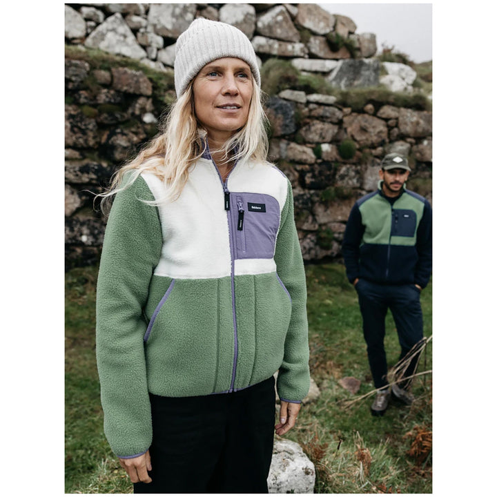 Finisterre Bolster Fleece Full Zip - Women's Wild Sage/Ecru/Violet Sky