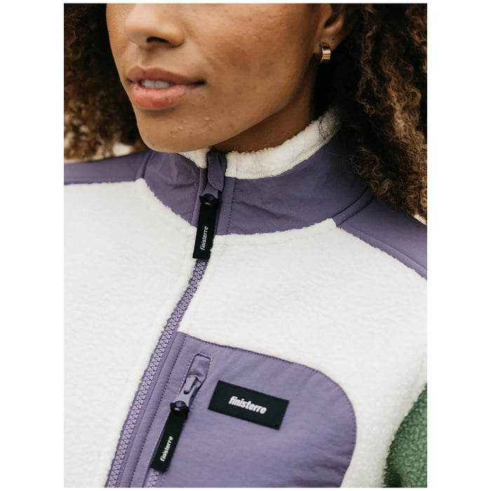 Finisterre Bolster Fleece Full Zip - Women's Wild Sage/Ecru/Violet Sky