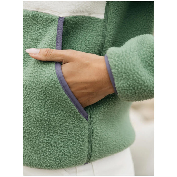 Finisterre Bolster Fleece Full Zip - Women's Wild Sage/Ecru/Violet Sky