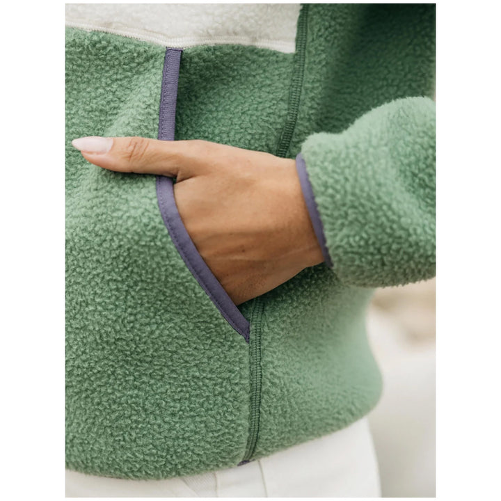 Finisterre Bolster Fleece Full Zip - Women's Wild Sage/Ecru/Violet Sky