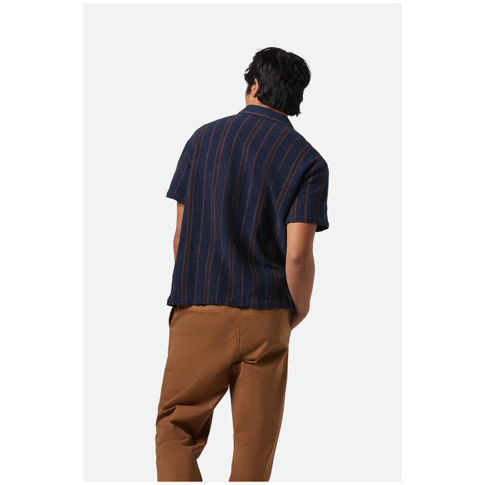 Brixton Bunker Waffle Stripe Short-Sleeve Shirt - Men's Washed Navy Stripe