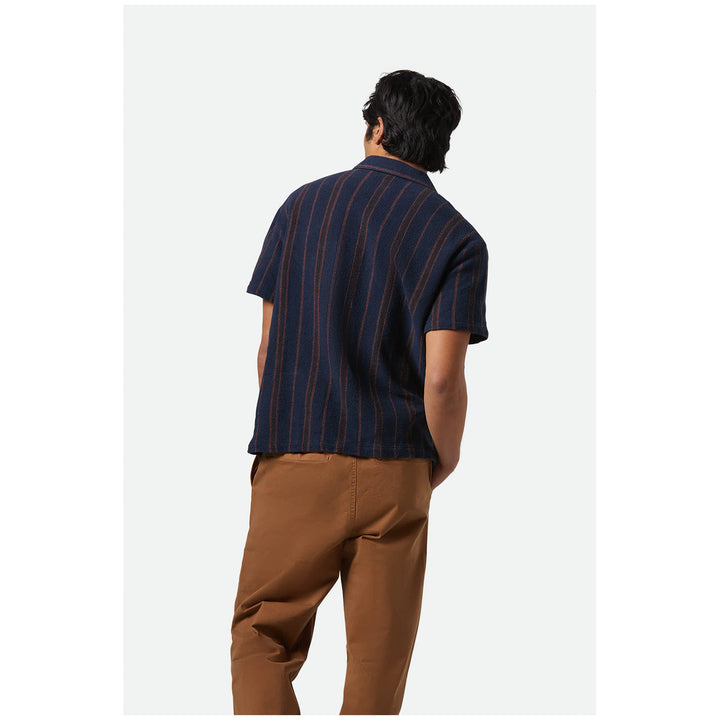 Brixton Bunker Waffle Stripe Short-Sleeve Shirt - Men's Washed Navy Stripe