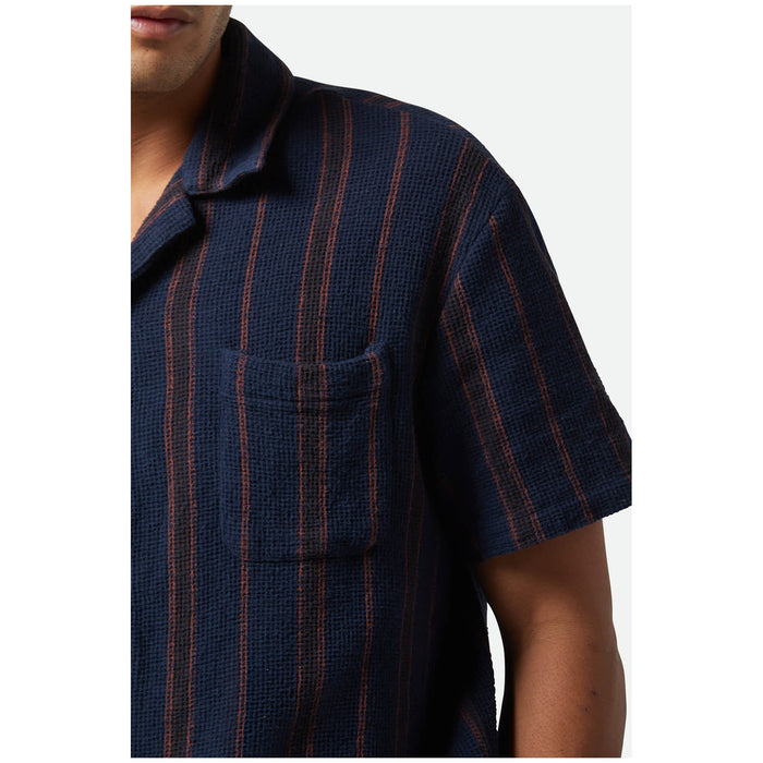 Brixton Bunker Waffle Stripe Short-Sleeve Shirt - Men's Washed Navy Stripe