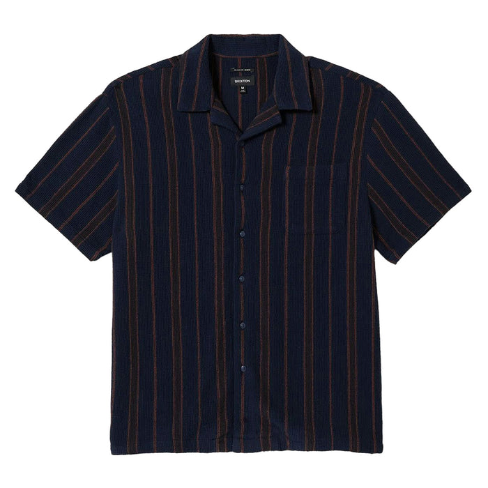 Brixton Bunker Waffle Stripe Short-Sleeve Shirt - Men's Washed Navy Stripe