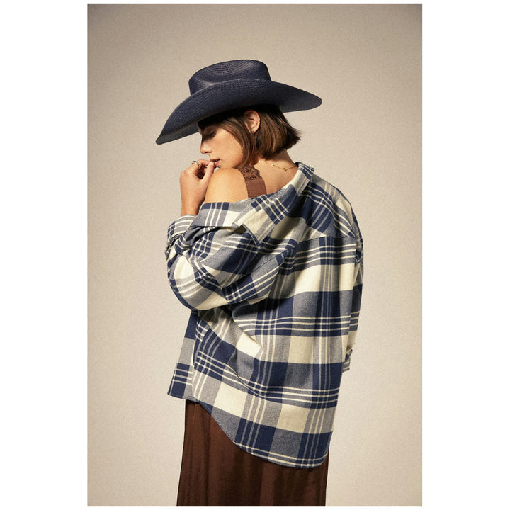 Brixton Bowery Classic Long-Sleeve Flannel - Women's Azure Blue/Whitecap Plaid