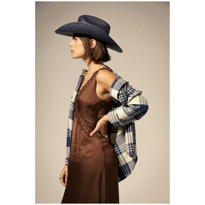 Brixton Bowery Classic Long-Sleeve Flannel - Women's Azure Blue/Whitecap Plaid