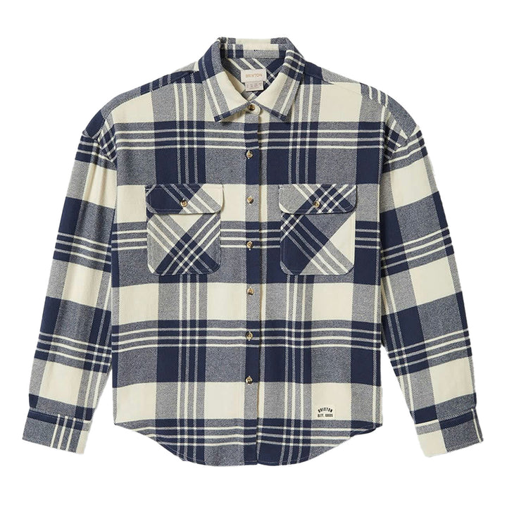 Brixton Bowery Classic Long-Sleeve Flannel - Women's Azure Blue/Whitecap Plaid