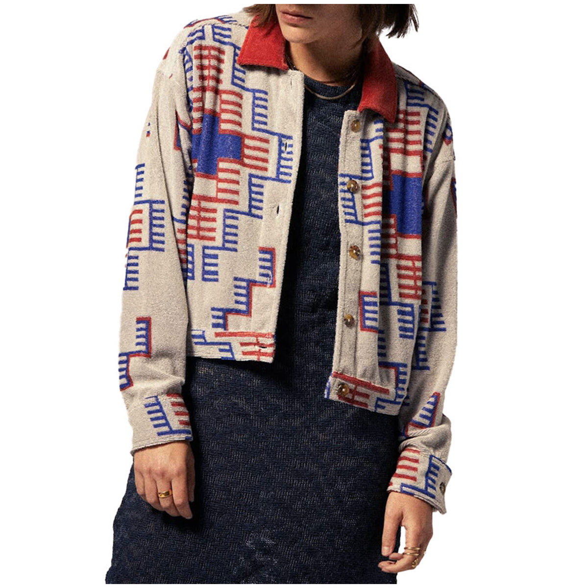 Brixton Trail Terry Cloth Trucker Jacket - Women's Electronic Indigo Pattern