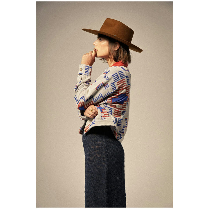 Brixton Trail Terry Cloth Trucker Jacket - Women's Electronic Indigo Pattern