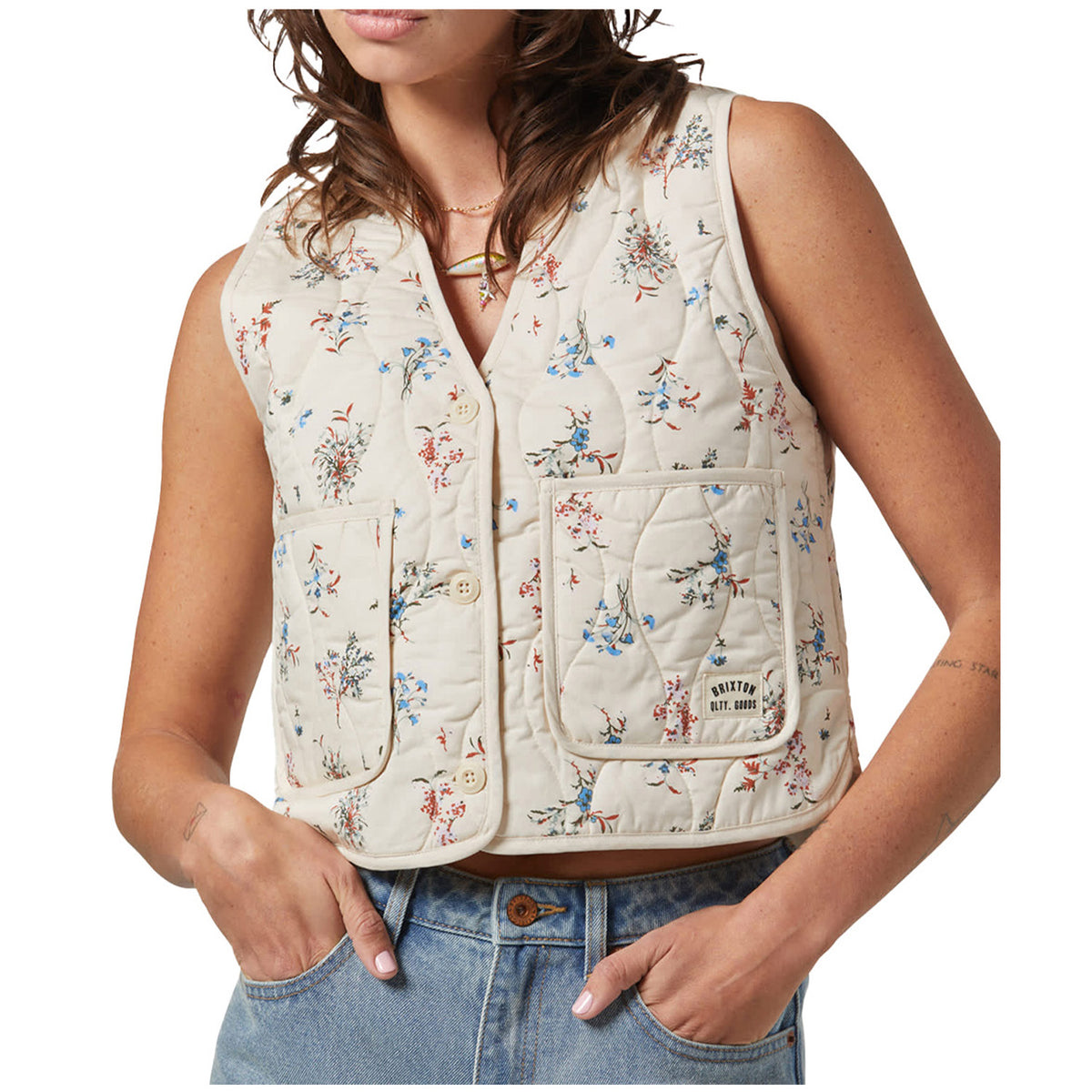 Brixton Field Floral Quilted Vest - Women's Whitecap/Hazelnut/Ditsy Floral