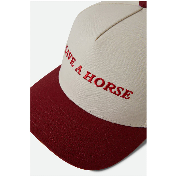 Brixton Save A Horse MP Snapback Hat Crimson/Off White