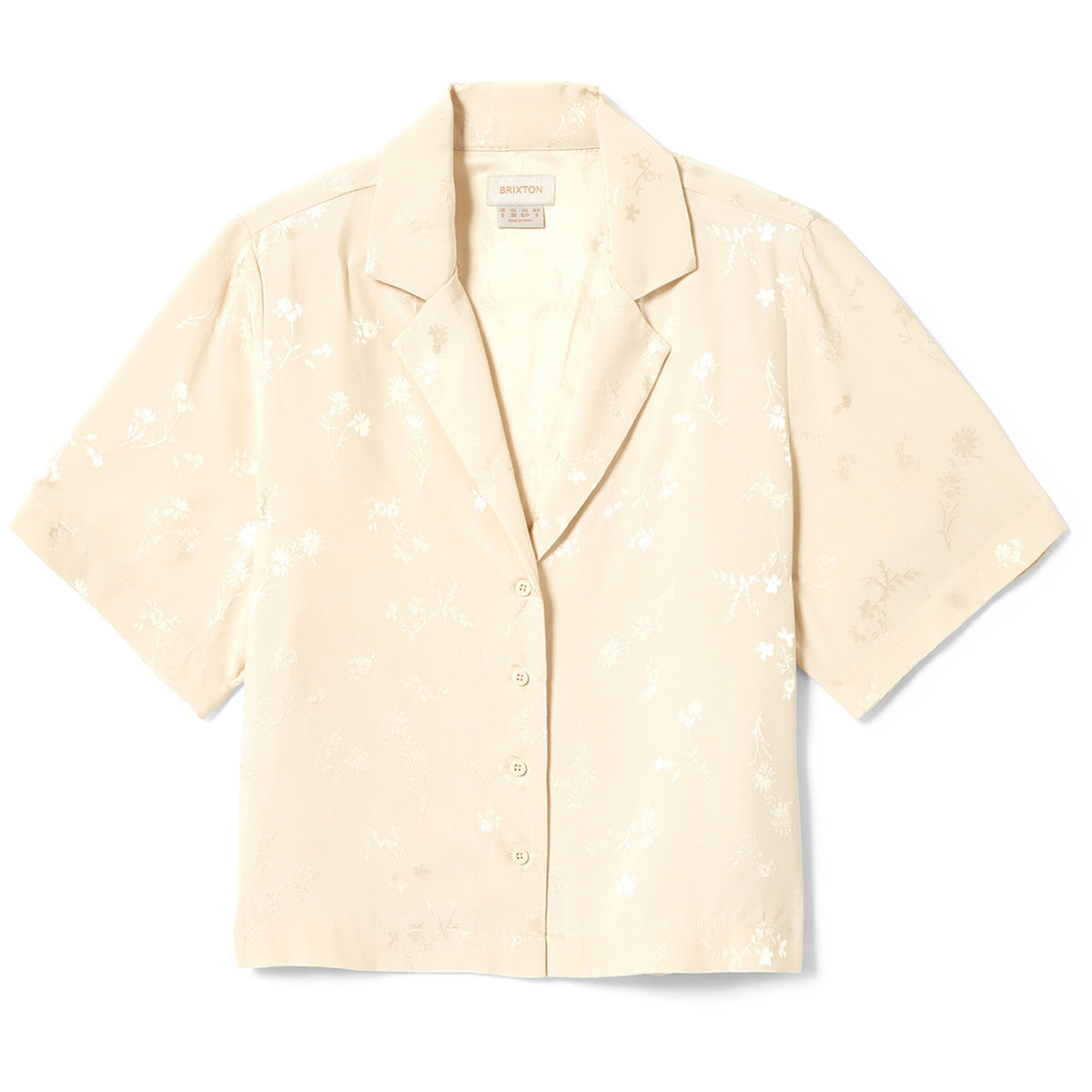 Brixton Silky Short-Sleeve Jacquard Button Down Shirt - Women's Whitecap Floral Jacquard