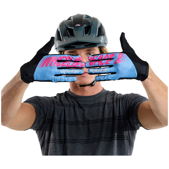 Troy Lee Designs Flowline Bike Gloves Peace-Up Cobalt