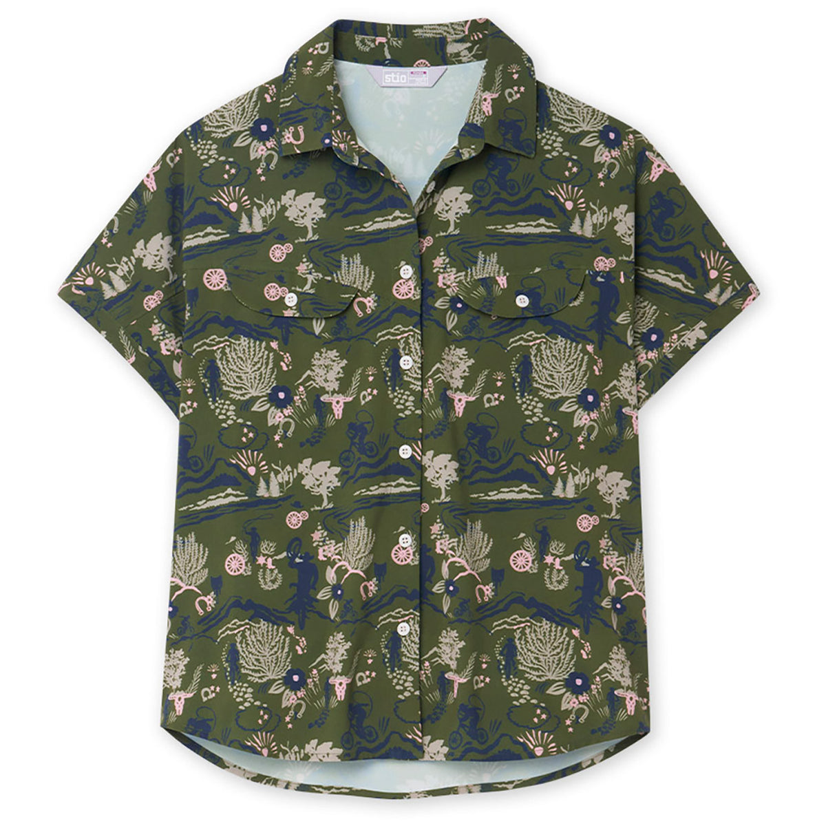 Stio Shifter Short-Sleeve Shirt - Women's Pine Forest Biking Cowboy