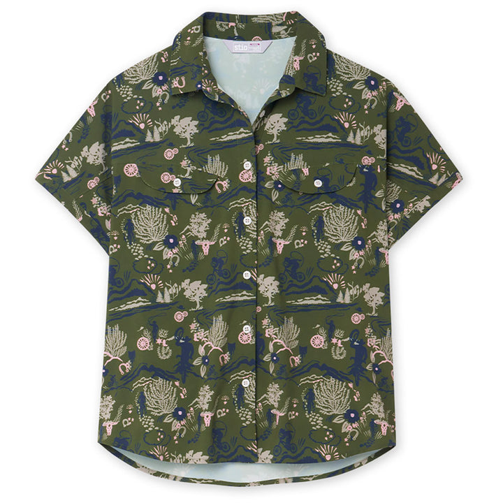 Stio Shifter Short-Sleeve Shirt - Women's Pine Forest Biking Cowboy