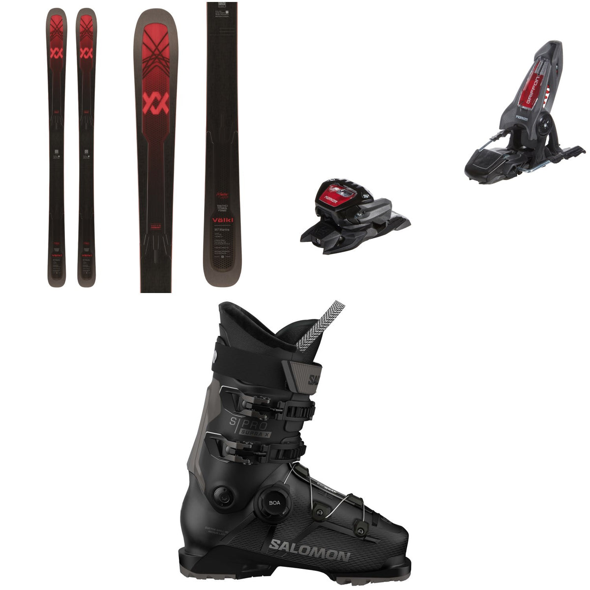 Völkl M7 Mantra Skis + Marker Griffon 13 ID Ski Bindings + Salomon S/Pro Supra BOA X100 Ski Boots 2025