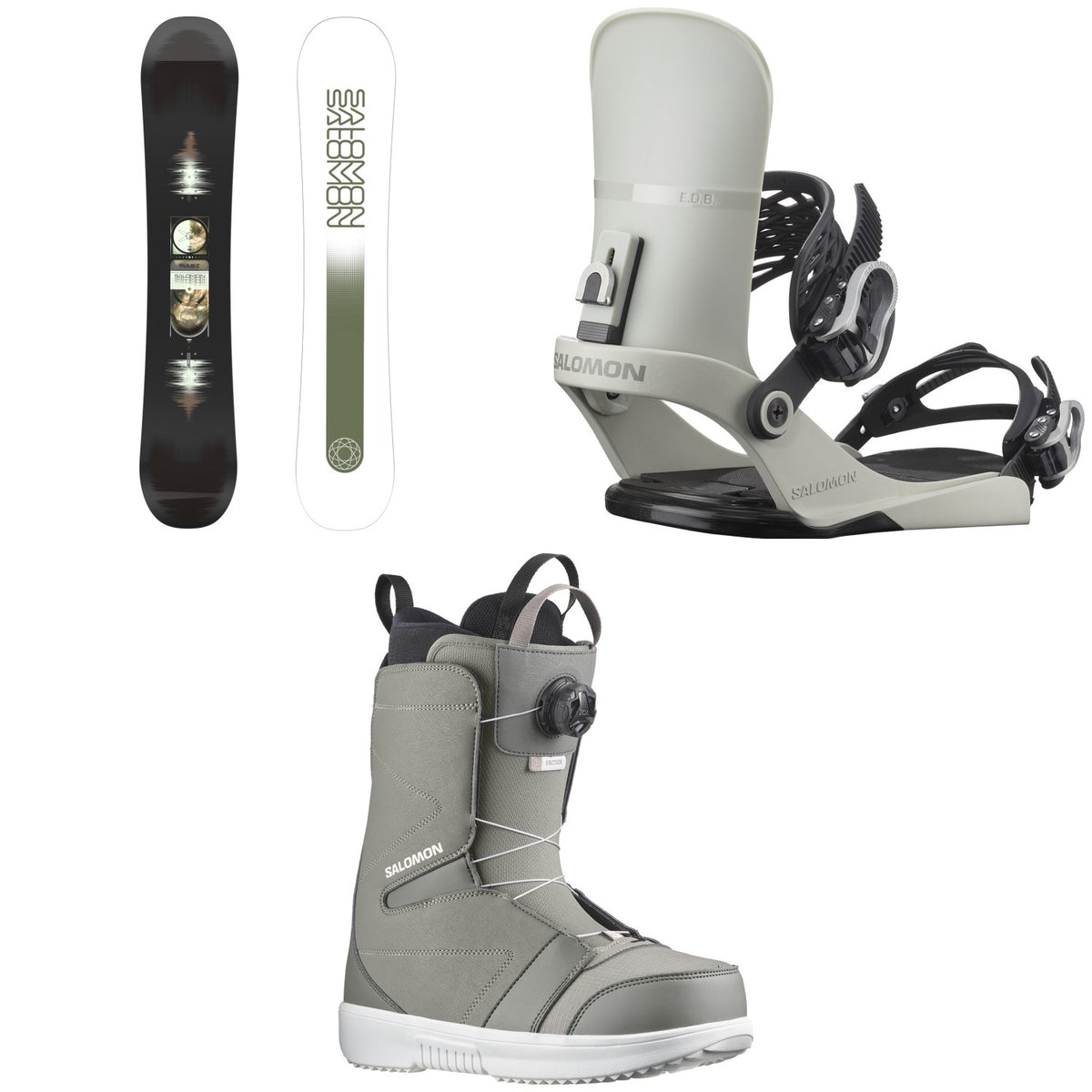 Salomon Pulse Snowboard + EDB Snowboard Bindings + Faction Boa Snowboard Boots 2026