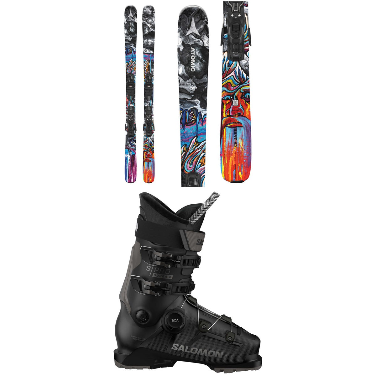 Atomic Bent 85 Skis + M 10 GW Bindings + Salomon S/Pro Supra BOA X100 Ski Boots 2025
