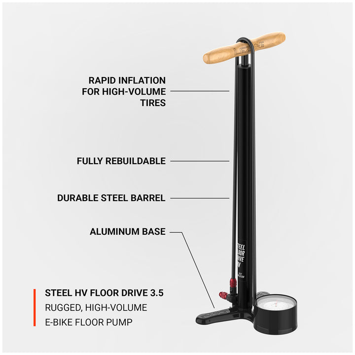 Lezyne Steel HV Floor Drive 3.5 Floor Pump Flat Black