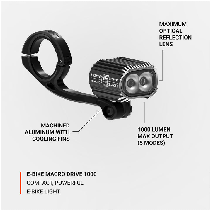 Lezyne E-Bike Macro Drive 1000 Front Bike Light Black
